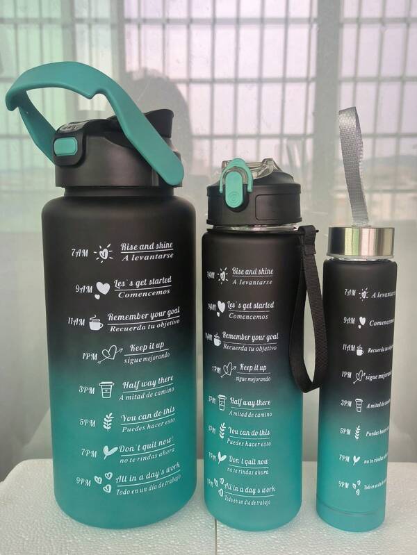 1pc 300/800/2000ml Large Capacity Gradient Color Water Bottle, Two-Color Gradient Water Bottle, Portable Outdoor Sports Travel Cup With Straw (2000ml And 800ml With Straw, 300ml Without Straw), Gradient Color Water Bottle, Suitable For Home, Travel, Gym And Outdoor Use