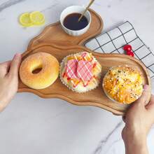 1pc Asymmetrical Rosewood Tray, Wooden Tray For Home Use, Tea Tray, Cup Tray, Breakfast Tray, Can Hold Pastries, Breads, Snacks, Desserts, Also Suitable For Commercial Serving Tray