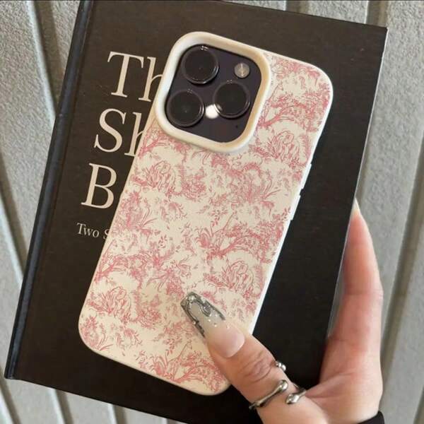 Plant 1 st. Elegante roze bosdierenpatroon TPU-telefoonhoesje compatibel met iPhone/telefoons