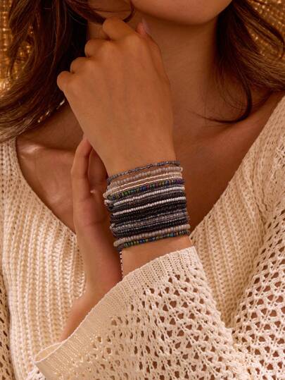 18pcs/Set Bohemian Style Glass Seed Bead Bracelets