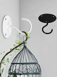 Crochet de plafond avec colle adhésive puissante, crochet mural sans clou pour suspendre des plantes, mangeoires à oiseaux, luminaires, carillons éoliens, crochets décoratifs d'intérieur/extérieur, noir et blanc