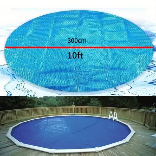 1pc Blue Circular Solar Heat Blanket, Suitable For Swimming Pools And Hot Tubs. This Is A Heavy-Duty Floating Insulation Cover That Can Be Trimmed And Buried Underground To Use As A Bubble Insulation Cover For Hot Tubs.
