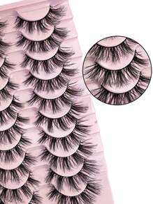 10 pares de pestañas postizas largas y naturales de visón 3D suaves y esponjosas, extensiones de pestañas de visón, pestañas cortas