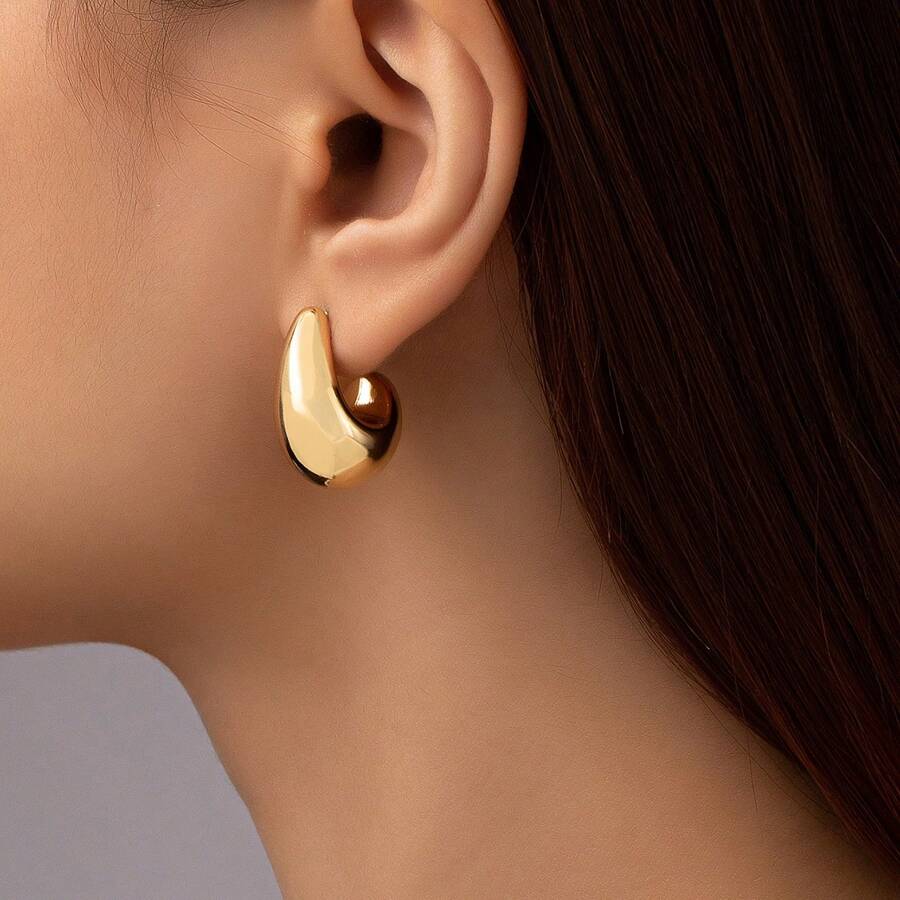 1 Paar luxuriöse tropfenförmige Ohrstecker, modische vielseitige minimalistische glatte personalisierte Ohrringe, geeignet für den täglichen Gebrauch von Frauen und als Urlaubsgeschenk