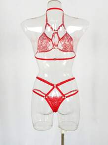 2pcs Dark Styled Sexy Lingerie Set For Women 3pcs/Set Women's Sexy Lace Bra And Panties Set, With Underwire And Without Padding For Going Out, Baddie Look