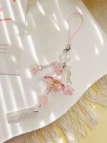 1pc Spring Fresh And Simple Jellyfish Chime, Glass Lily Of The Valley Flower Pendant Phone Strap, Car Charm, Bag Decor - Multicolor - View 5