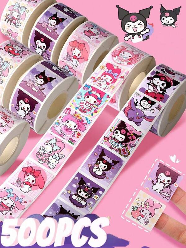 Sanrio 500 piezas Pegatina de dibujos animados de Sanrio Hello Kitty, regalo de bonus de diario lindo Kuromi My Melody, regalos de cuaderno de regreso a la escuela