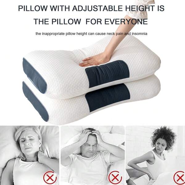 Soft Knit Massaging Neck Pillow - Adjustable Ergonomic Orthopedic Support, High Quality Polyester Fiber Fill, Removable Zippered Cover, Machine Washable, Ideal For Comfortable Sleep And Body Relaxation, Perfect Gift For Mother"S Day And Father"S Day, Ergonomic Neck Pillow | Adjustable Neck Pillow | Zippered Cover