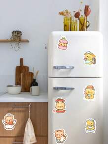50pcs Cute Cartoon Yellow Bear Stickers, Waterproof Decorative Stickers For Cups, Desserts School Supplies, Back To School