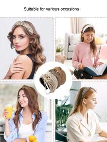 2/4pcs Fabric Leopard Print Twist Headbands - Multicolor - View 1