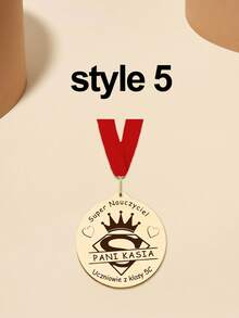 1pc Wooden Personalised Graduation Medals, Handmade Nursery And School Leavers Gifts, Personalised Nursery School Graduation Medals,Personalised Teacher Medal Gift Thank You Award School Hero Congratulations Best Teacher In The World - Red and Blue - View 11