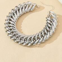 1 件复古朋克风格铁链几何项链，独特的嘻哈粗链颈链，适合女士，可作为派对礼物 - 銀色 - 查看 8