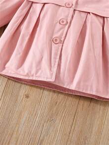 Abrigo con capucha, Chaqueta exterior de un solo botonadura de unicolor para niña bebé, Otoño/Invierno - Rosa - Ver 5