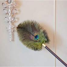 28-47cm künstliche Feder mit Nussholzgriff Staubwedel, mit Quasten Haushalts Staub Wischer Bürste Griff Entfernung und Reinigungsornament, antistatisch Entfernungs Duster Fellendreinigungsutensilien