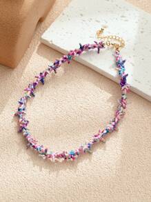 1/2/3/6/9pcs Multi-Color Natural Shell Asymmetrical Stone Sea Star Necklace Bracelet Set, Suitable For Women Spring/Summer Daily, Beach, Holiday & Casual Wear