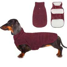 Metglad 双面羊毛狗狗冬季外套，防风保暖狗狗夹克背心，小型/中型/大型犬宠物服装 - 酒紅色 - 查看 17