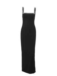 WOWDARK Women's Elegant Pearl Collar Sleeveless Solid Color Dress, Fashion Autumn Outfit