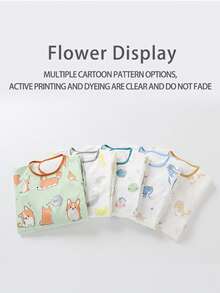 1pc Baby Bib, Feeding Cloths With Long Sleeve, Waterproof And Stain-Resistant, Suitable For Toddler And Infant - Multicolor - View 9