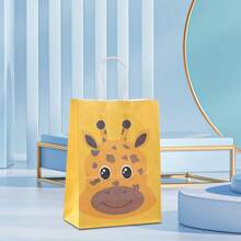 2/12/24pcs/Set Kraft Paper Animal Gift Bags, Elephant, Lion, Monkey, Tiger, Zebra, Giraffe Designs, Suitable For Wedding, Party, Birthday, Mother's Day, Graduation Packaging Bags, Party Favor Bags