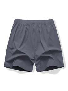 Pantalones cortos deportivos para hombres, de seda de hielo de secado rápido para correr por la mañana, entrenamiento, acondicionamiento físico, hasta la rodilla - Gris Oscuro - Ver 3
