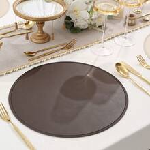 4pcs/6pcs Solid Color Round Thick Leather Heat-Resistant Coasters, Hotel & Restaurant Decorative Items, Suitable For All Seasons, Party, Festival & Gathering Insulation Pads, Placemats - Round Leather - View 9