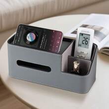 2-In-1 Storage, PU Leather Oval Dual Compartment Tissue Box, Elegant Hidden Storage Box, Napkin Dispenser - Multicolor - View 12