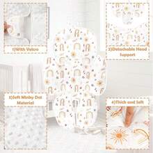 TANOFAR Infant Car Seat Head Support, Soft Baby Carseat Head &Amp; Body Support, Rainbow Baby Car Seat Insert Cushion For Newborn Boys - Rainbow - View 4