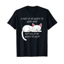 Lazy Cat Funny Kitty Work Office Excuse T-Shirt: IN Birthday Gifts - Black - View 1