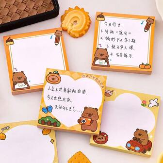 1 pezzo Blocco note adesivo con disegno carino, adatto per stile , forniture scolastiche, ritorno a scuola, per studenti