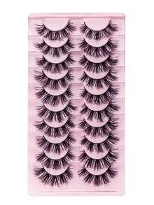 10 pares de pestañas postizas de visón 3D suaves, esponjosas y naturales, extensiones de pestañas de visón, pestañas cortas