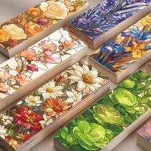 SCXXBSW 30 件彩色花朵玻璃书签，可爱防水卡通书签，用于装饰书籍、艺术书籍、笔记本等 DIY 书签，学校用品，返校 - 彩色 - 查看 1