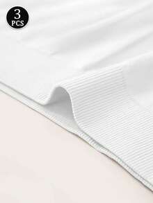 3 Pack minimalistische Damen Sportslips mit mittlerer Taille, einfarbig, lässig & bequem