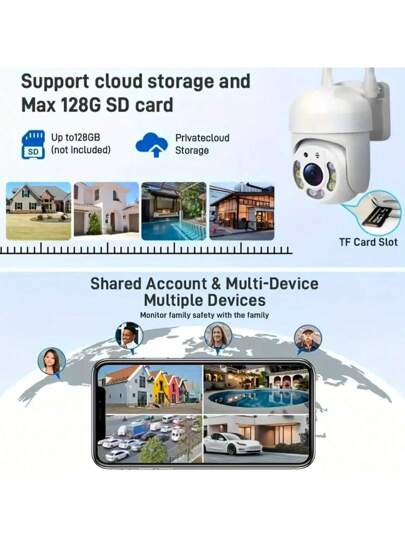 1080P Wireless Wi Fi Security Camera Motion Tracking 360° View, Home/Office Monitoring, ful Night Vision, Dual Way Audio, PTZ, Cloud Storage view 5