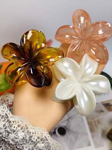 女士时尚花朵发夹鸡蛋花发夹，发爪海边度假风格发饰，高端质感美发爪夹 - 彩色 - 查看 6