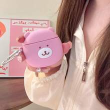 Casing Beruang Silikon 3D Lucu 1 buah, Desain Beruang Merah Muda Lucu, Casing Generasi ke-3/2/4, Hadiah Paskah Musim Semi - MultiWarna - View 5