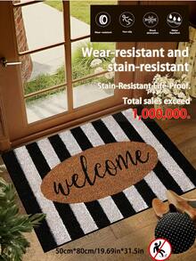 1件装长方形水晶绒迎宾门垫，室内/室外入口地垫，饰有“欢迎回家”字母图案，防滑、防污、耐磨。适用于室内/室外，是厨房、卫生间和露营主题装饰的理想之选。厨房地垫采用露营主题设计，机器编织工艺精湛。是理想的露营装饰品，也是毕业典礼和其他节日的礼物。厨房地毯