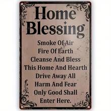 "Home Blessing" Vintage Metal Sign: Wicca, Witchcraft, Halloween, Gothic Wall Art (8"X12"/20cmx30cm) Home Decor Halloween Decor Fall Decor Room Decor - 1pc - 查看 1