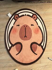 1 Stück rundes, modisches Bär-Muster Teppich, geeignet für Wohnzimmer, Schlafzimmer, Bettbereich. Süßes braunes Kapibara-Design, perfekt für Wohnzimmer, Schlafzimmer, Arbeitszimmer, Lounge, Eingangsbereich Dekorationsteppich, Schlafzimmerdekoration, kleiner Teppich, Teppich, Heimdekor, Wohnzimmerteppich, kleiner Wohnzimmerteppich, Schlafzimmerteppich, Wohnzimmendekoration für Zuhause, Outdoor-Teppich, waschbarer Teppich