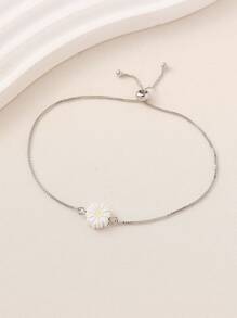 1pc Fashionable Adjustable Copper Daisy Bracelet, Versatile Accessory For Ladies, Suitable For Gift, Commute, Casual, Travel, Party, Daily Wear, Spring/Summer
