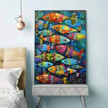 1pc Gift Vintage Colorful Fish In The Sea Canvas Posters And Prints Abstract Wall Arts Canvas Painting Bedroom Home Decor No Frame