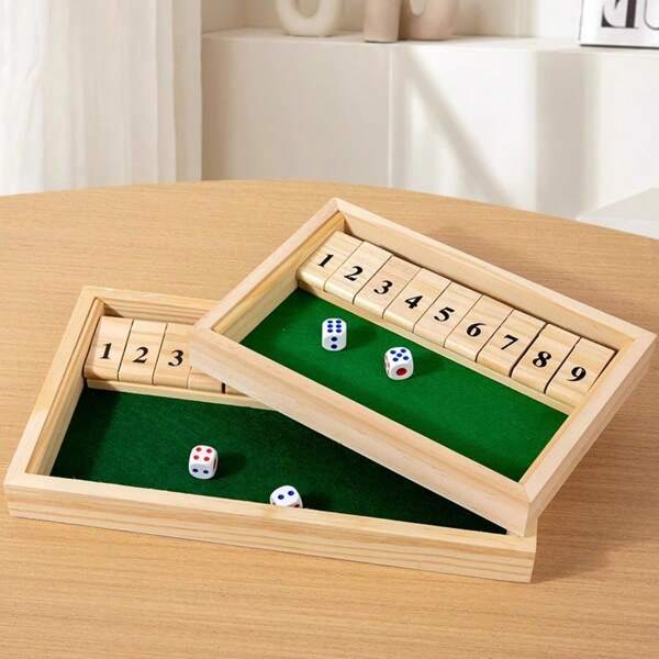 Shut The Box Game, Wooden Number Board Game With 2 Dice, Funny Family Party Game, Tabletop Game, Travel Toy