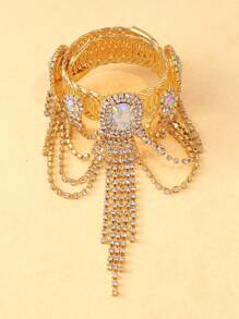 1pc Silver Personalized Fashion Multi-Layer Tassel Rhinestone Arm Bracelet Chain, Body Jewelry For Party