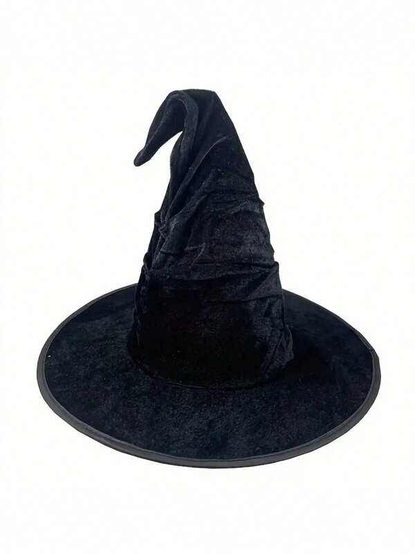 Chapeau de sorcière et sorcier noir pour Halloween - en lin, lavable en machine, parfait pour le cosplay, les fêtes et les carnavals