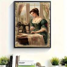 1pc [30*40cm/11.8*15.7in]5D Acrylic Diamond Painting Kit, Vintage Elegant Lady Pattern, Suitable For Adult Beginners DIY Mosaic Diamond Art, Full Diamond Handmade DIY Diamond Painting, Suitable For Living Room, Bedroom, Office Wall Decoration Hanging Painting, Surprise Art Home Decor Gift For Family And Friends, Frameless