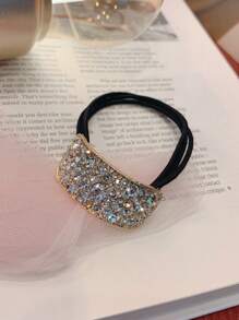 1pc/2pcs Shiny Crystal Rhinestone Stretchy Ponytail Holder, Sturdy Elastic Band Adds Fashionable Sparkle To Hairstyle, Hair Bobble, Hair Tie ,Hair Accessories, Ponytail Holders, Hair Elastics, Hair Rubber Bands, Hair Bobbles