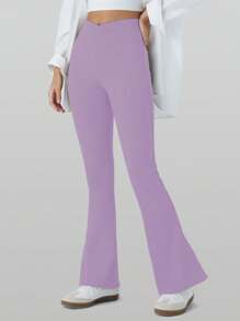 RUNONWHEELS 5 High Waist Flared Pants Daily Fitness Sports Leggings, Women Butt Lifting Yoga Leggings,Women's High-Waisted Cross Design Flared Leggings Suitable