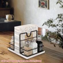 New  Napkin Holder, Metal Napkin Storage  Salt And Pepper Shakers Caddy Modern Napkin Dispenser For Table  Countertop, Not Including Salt And Pepper Shakers (Large Marble, Black) - Black Large Marble - View 7