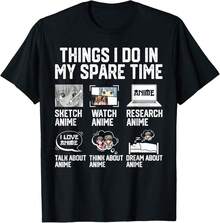 Things I Do In My Spare Time Funny Anime Manga Watch Anime Lightweight Cotton T-Shirt - Black - View 1