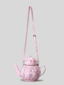 Sweet Girl Retro Lolita Pearl Chain Printed Teapot Handbag Creative Single Shoulder Crossbody Bag Personalized Handbag