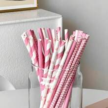 100 rosa Einweg-Papierstrohhalme für Haus, Saft, Milch, Tee, geeignet für Partyzubehör, Geburtstage, Hochzeiten, Verlobungs-/Babypartys, Weihnachtsdekorationen und Feierlichkeiten, Schulbedarf